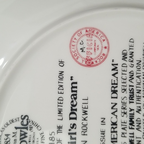 P2a- Knowles Norman Rockwell "A Young Girl's Dream" 1985 LE Collector's Plate - Picture 8 of 9